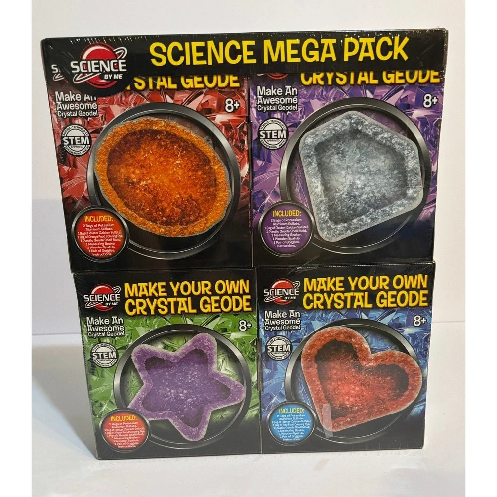 Science By Me Science Mega Pack 4 Make Your Own Crystal Geode STEM Kits Ages 8+